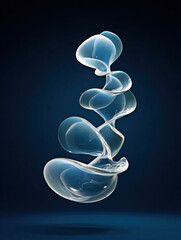 Poster - This striking image showcases a series of translucent bubbles, elegantly spiraling against a dark background, creating a mesmerizing visual of fluidity and grace.