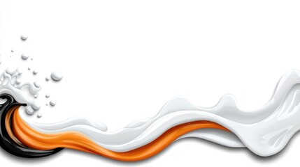 Fototapete - Simple one-line sketch of a wave rolling onto the beach on an absolutely white background.