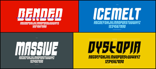 Aufkleber - Bold and elegant vector fonts set, beautiful massive letters alphabets, thick typeface collection, perfect for logo creation, heavy and beautiful letters set.