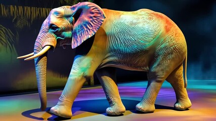 Poster - Colorful elephant creates a magical atmosphere in an enchanting art display at a tropical venue Generative AI