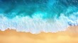 © risma - Aerial view of turquoise waves breaking on a sandy beach