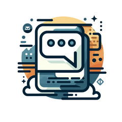 Chat application illustration, vibrant mood, digital communication design, on white background, copy space