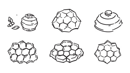 Honeycombs line art illustration depicting natural symmetry and structure