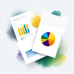 Poster - Data Visualization Presentation: Charts, Graphs, and Artistic Brushstrokes for Business Insight
