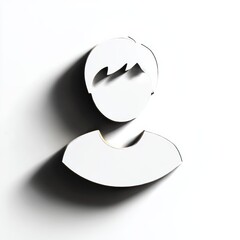 Poster - White silhouette profile icon with shadow on a white background - minimalist design concept.