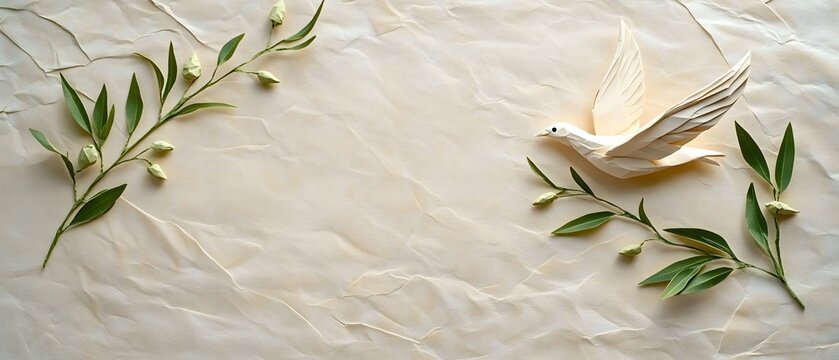 Origami dove�with olive branch