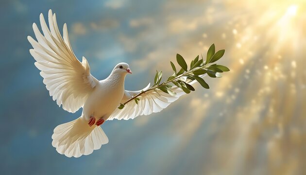 White dove�flying with olive branch