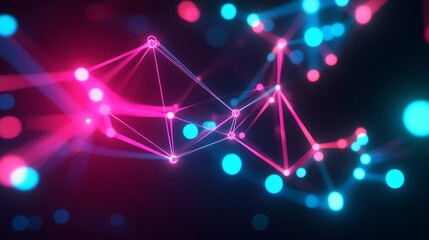 Poster - Abstract Pink and Blue Network Connections