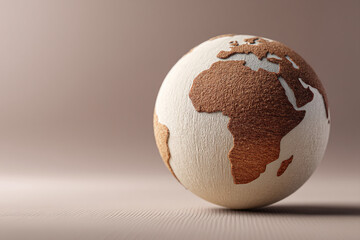 Aufkleber - Textured beige globe with brown continents, showcasing a unique tactile representation of earth, ideal for environmental or global concepts
