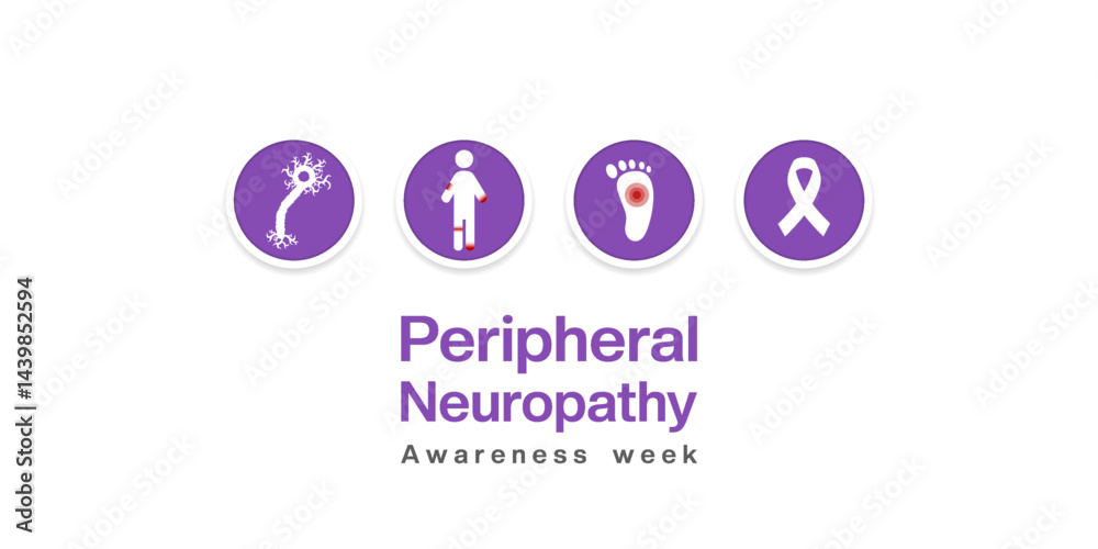 Peripheral Neuropathy Awareness Week. Nerve, people, foot and ribbon ...