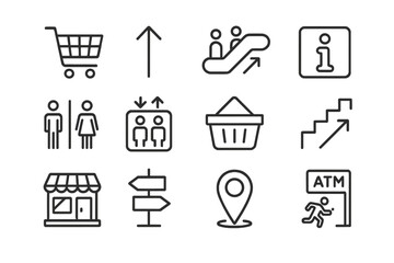 Fototapete - Set of line style web icons representing various activities and facilities for easy navigation