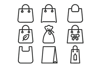 Aufkleber - Collection of web icons featuring shopping bags in line style for digital design and ecommerce applications