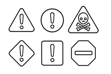 Fototapete - Set of line style web icons illustrating cautionary signs and danger alerts for digital design use