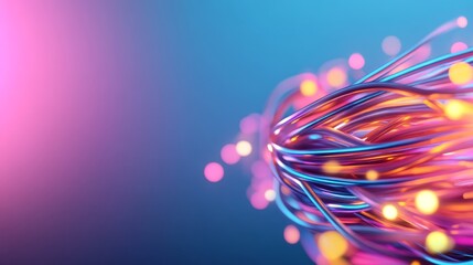 Leinwandbilder - Colorful abstract wires with glowing lights swirling against a vibrant background