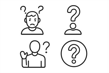 Leinwandbilder - Variety of web icons depicting confusion, inquiry, and communication in modern line style design
