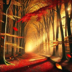 Wall Mural - breeze rustles through the trees causing