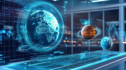 Poster - Exploring planetary holograms in a high-tech laboratory setting with advanced AI technology