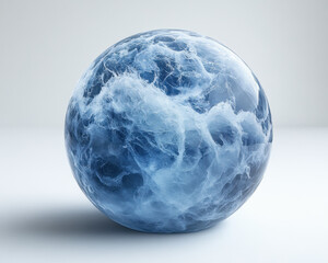 Poster - blue floe sphere on white background showcasing ice and water textures in conceptual design imagery