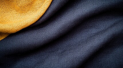 Poster - Close-Up Hyper-Detailed Texture of Hemp Fabric in Black and Yellow Colors for Textile and Design Projects