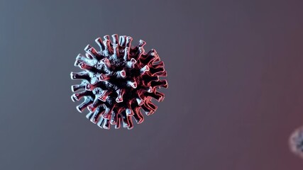 Aufkleber - Microscopic view of a dangerous virus cell slowly rotating, isolated on a neutral background, useful for scientific and medical video projects