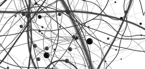 Fototapete - Multi color connected lines and dots network 3d illustration