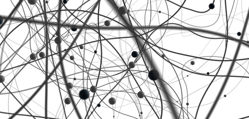 Poster - Multi color connected lines and dots network 3d illustration