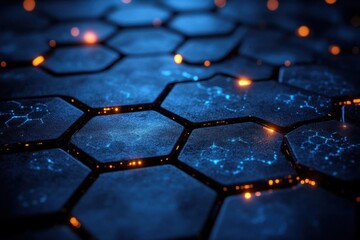 Aufkleber - Glowing Hexagon Network Texture.