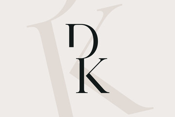 Wall Mural - dk or kd letter logo icon design. classic style luxury initials monogram.
