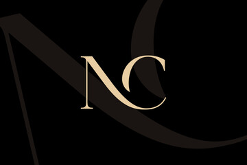 Wall Mural - nc or cn letter logo icon design. classic style luxury initials monogram.