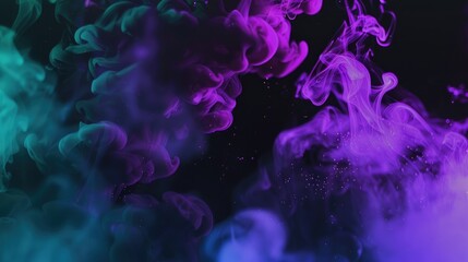 Poster - Colorful bokeh lights with bubbles on a dark background. Background image of glowing purple and teal with dark background. Abstract photography with purple and blue tones. Marble texture. AIG51.