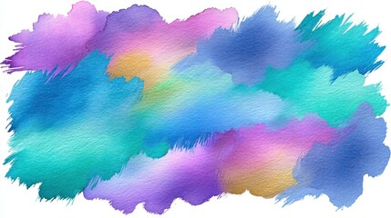 Poster - Textured Abstract Watercolor in Purple Blue Green and Gold