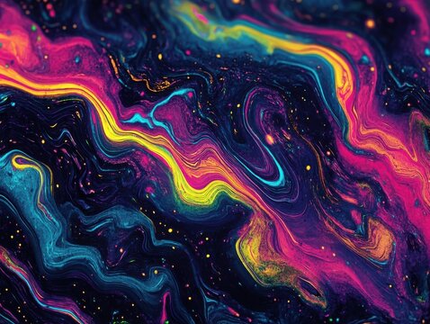 Neon twists create aura stream lines, background hue