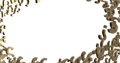 Poster - colored question marks background concept. 3D Rendering.