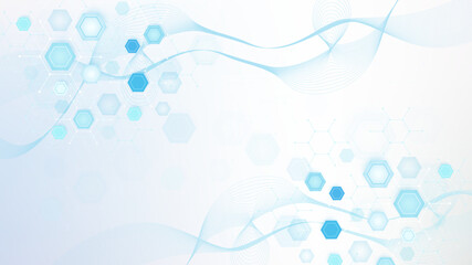Leinwandbilder - Abstract technology connect background lines and dots with hexagons. Modern hexagons technology concept design background. Vector illustration.