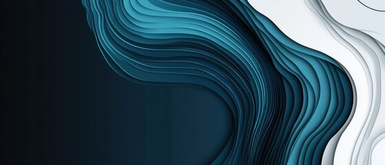 Wall Mural - abstract blue and white paper cut background with wavy layers, creating a modern and elegant 3d dept