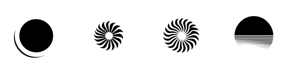 Poster - Modern vector illustration icons featuring abstract circular designs in black and white for graphic projects