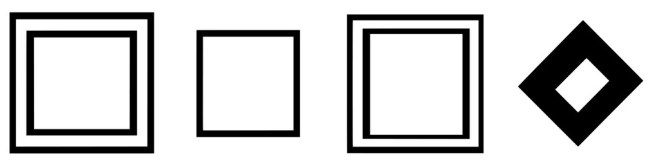 Poster - Vector illustration featuring various black and white geometric square shapes in multiple sizes and orientations