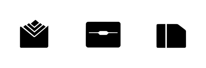 Poster - Vector illustration of black and white icons depicting various envelope designs suitable for digital communication