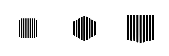 Poster - Vector illustration of black and white geometric shapes with vertical lines showcasing modern design elements