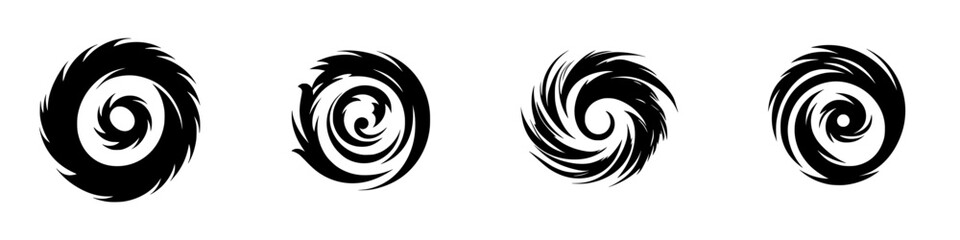 Poster - Vector illustration icons of swirling patterns in black and white suitable for design or decoration purposes
