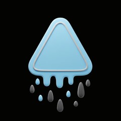 Poster - Abstract light blue triangle with fluid drops, floating on black backdrop for modern aesthetic design