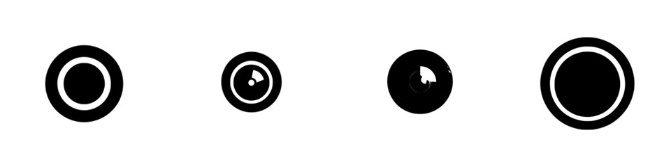 Poster - Vector illustration of black and white circular icons representing different concepts and elements in a minimalist style