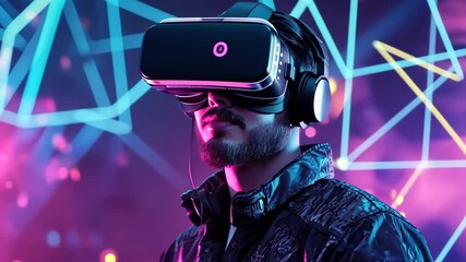 Poster - Experience the thrill of virtual reality with vibrant visuals and immersive soundscapes in a modern digital adventure Generative AI