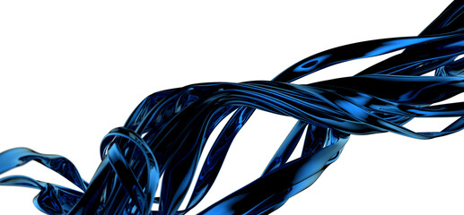 Fototapete - Aqua Serenity: Abstract 3D Blue Wave Illustration for Tranquil Designs