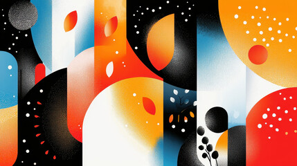 Poster - An artistic illustration showcasing fascinating ecosystems with vibrant colors, organic shapes, and ample copy space for creative designs and captivating visuals.