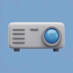 Poster - Stylized projector with simple design showcasing contemporary minimalistic presentation equipment on a light blue backdrop