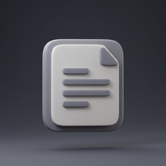 Poster - Stylized rendering of a document icon with a soft gray color palette and rounded edges on a neutral background
