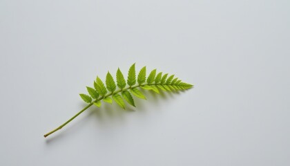 Poster - minimalist a simple, clean image of a single fern leaf against a white background, emphasizing its shape and structure.