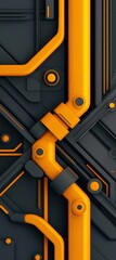 Poster - Abstract orange tech panel design, background lines, future tech concept, website banner