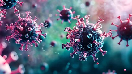 Poster - Exploring the intricate world of viruses and their unique structures in a captivating microscopic view Generative AI
